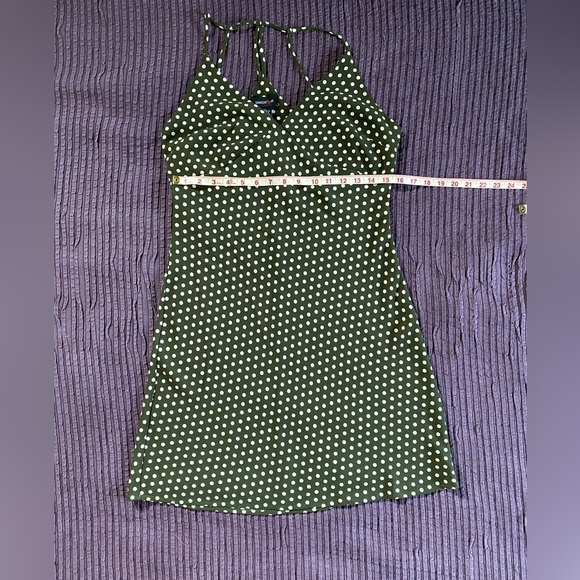 Forest Green Dress with White Polka-dots. Size Medium - Picture 2 of 7